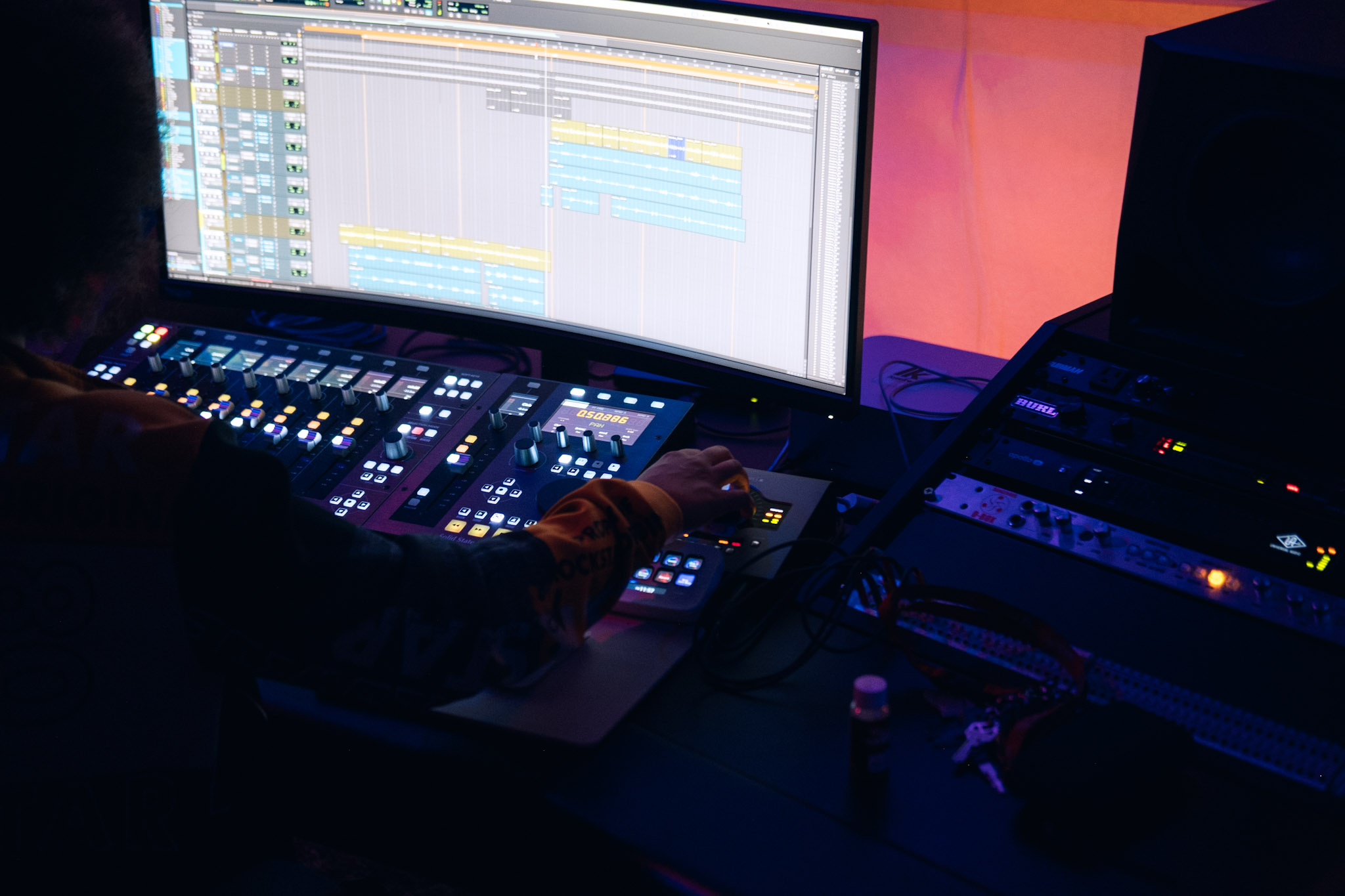 Jalissa mixing at the console